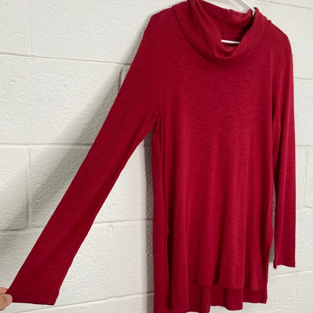 J. Jill red cowl neck tunic 100% pima cotton women's size small